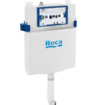 Roca  BASIC TANK ONE COMPACT - Rezervor compact încastrat(8cm), mecanism cu dublă acționare(4/2 - 4.5/3 - 6/3 L), pentru WC montat pe pardoseală.Conexiune hidraulică superioară.